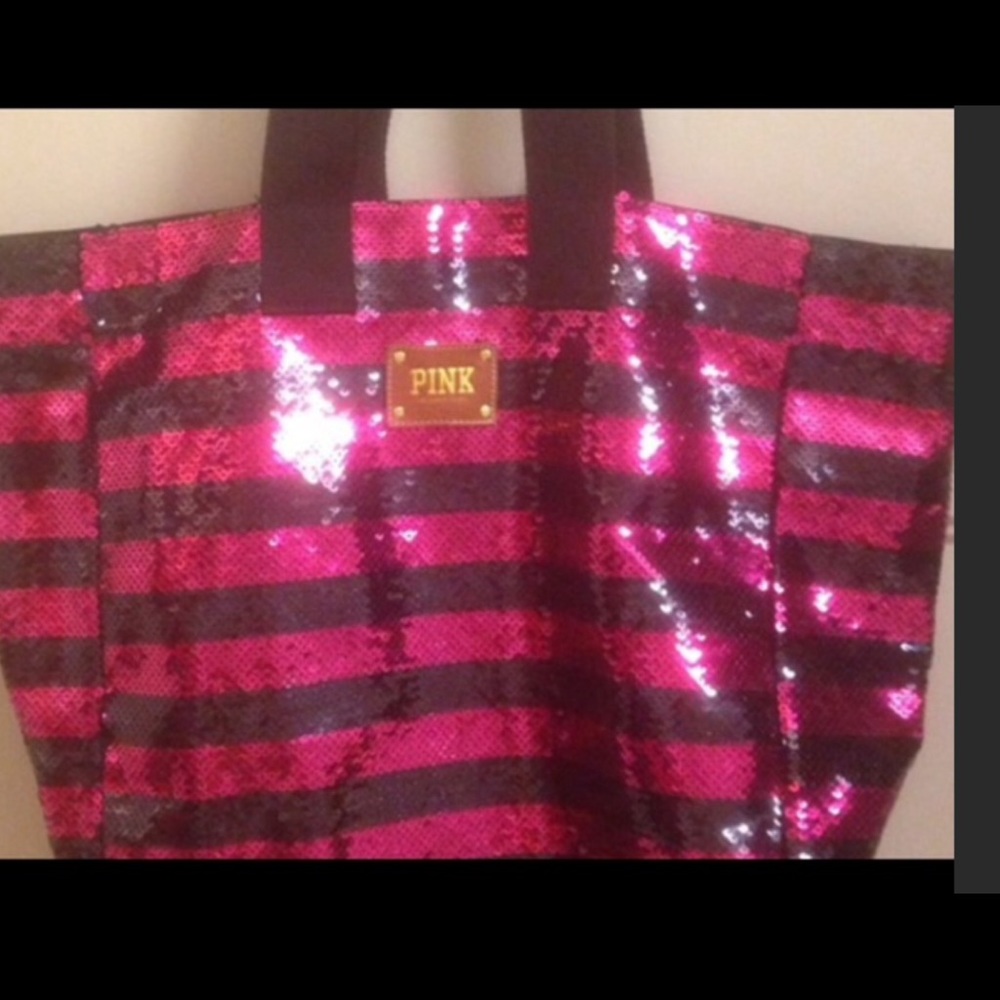 COPY - Pink Victoria’s Secret sequin tote Gently loved